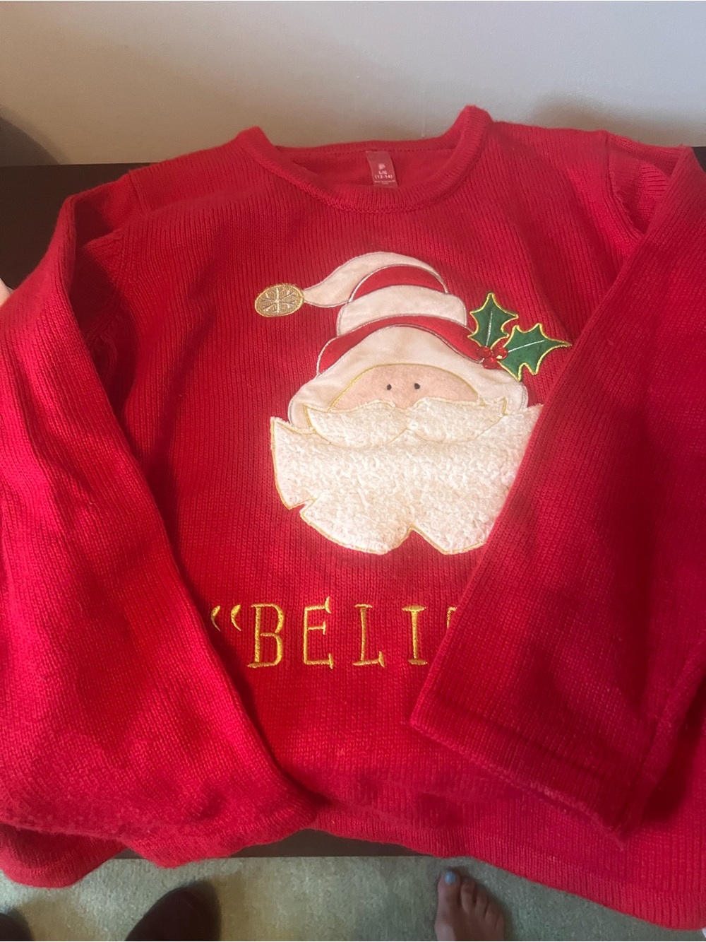 Kids Red Santa Applique Sweater - Unbranded
